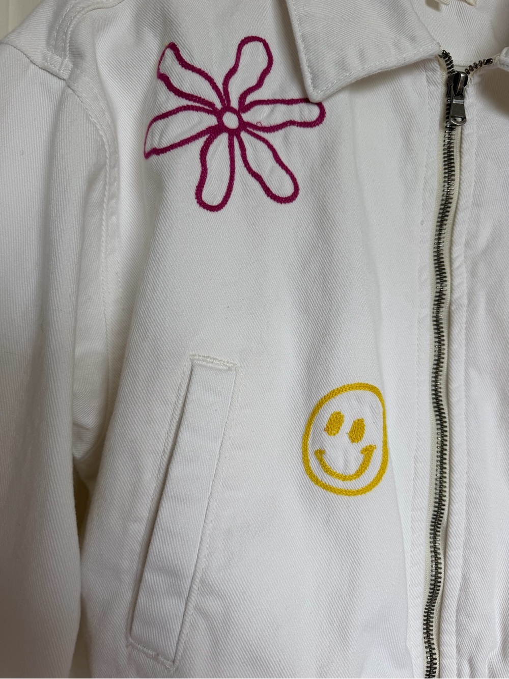PacSun White Embroidered Zip Jacket with Multicolor Accents - Picture 7 of 9